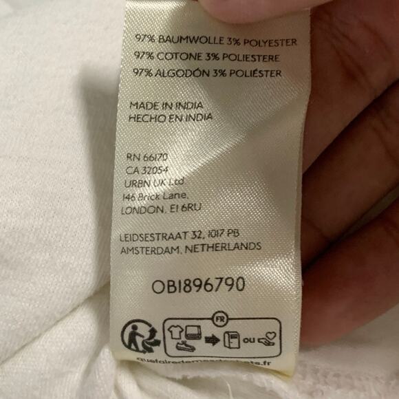 Free People XS Tricia Fix USA Patched Long Sleeve Tee Ivory Slouchy RARE - Picture 10 of 10